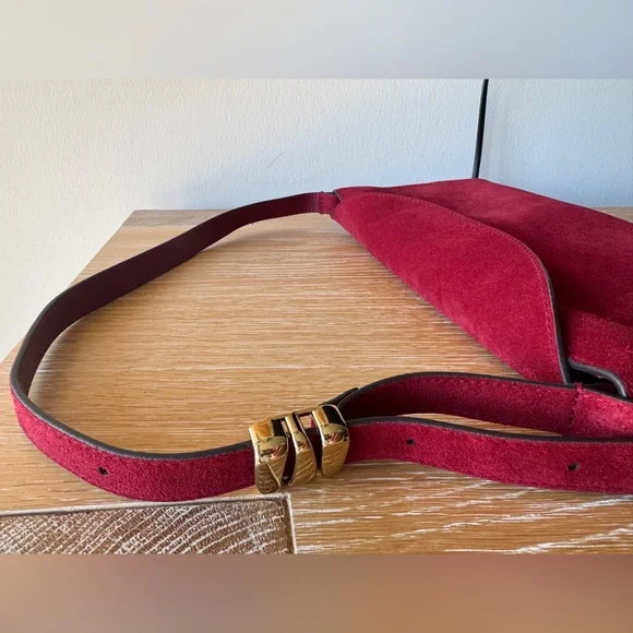MADEWELL The Date Night Shoulder Bag, Red Suede Gold Hardware Like New with Tags - Picture 5 of 16